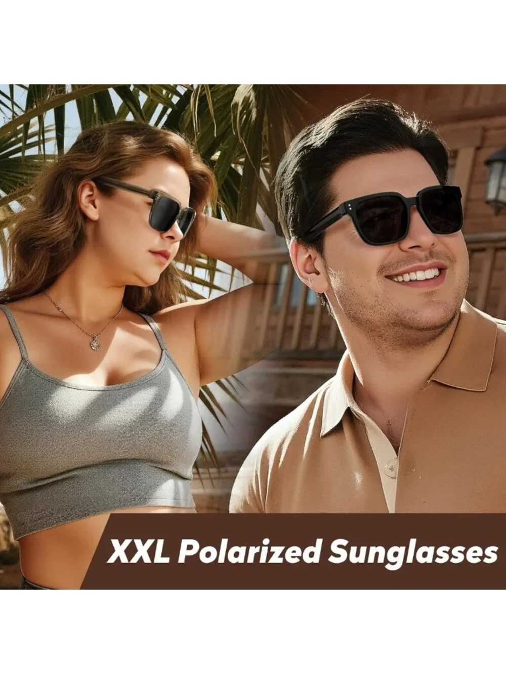 Large Polarized Sunglasses for Men & Women - 2 Pack XXL TR Frame UV400 Outdoor
